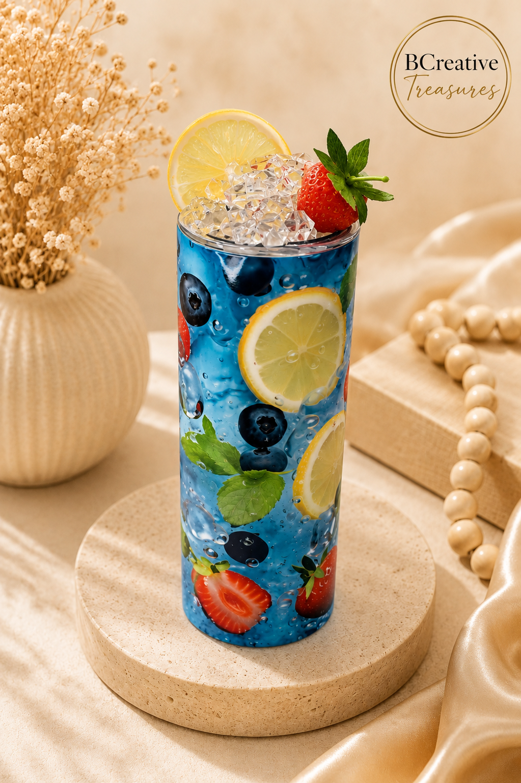 Strawberry Lemon Tumbler with Matching Topper
